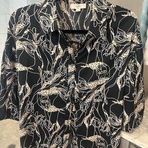 Entro Black and White Floral Blouse